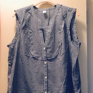 Sleeveless Gingham Button Down Top